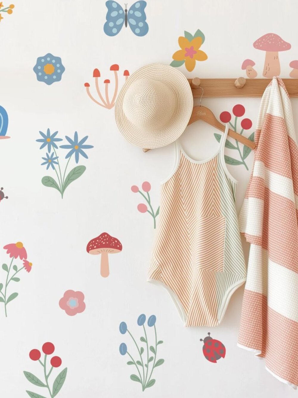 Boho Flower Wall Decal Stickers Butterfly Kids Toddler Bedroom Removable Sticker
